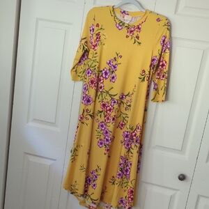 Chic Yellow Floral Midi Dress